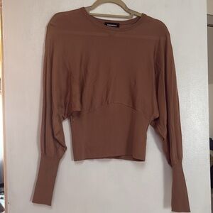 Express Balloon Sleeve Women's Tan Sweater